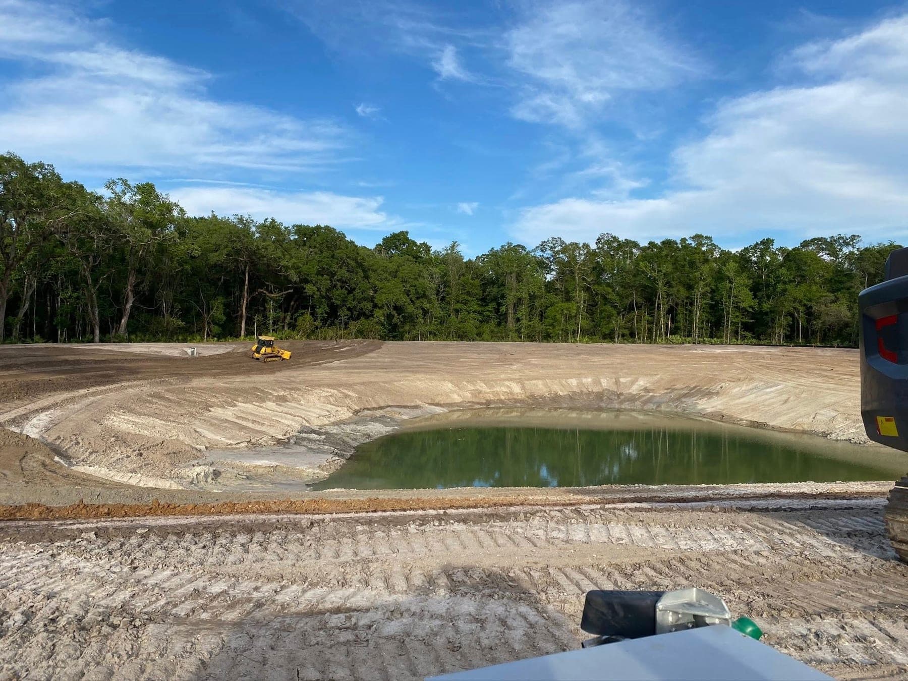 Pond holding water